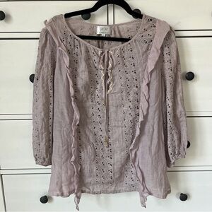 Jade Johnny Was Lace Ruffle Peasant Blouse Light Purple Size Small